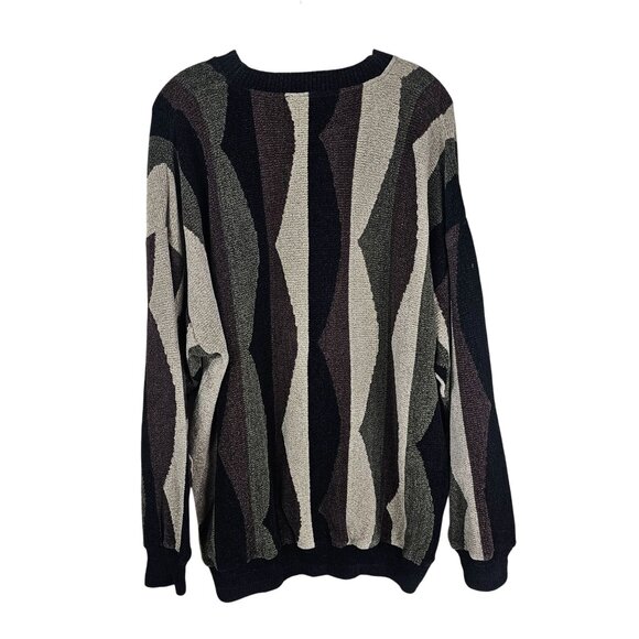 VTG Tundra Canada Abstract Knit Crewneck Sweater XL Eclectic Grandpa 90s Dad - Picture 2 of 7